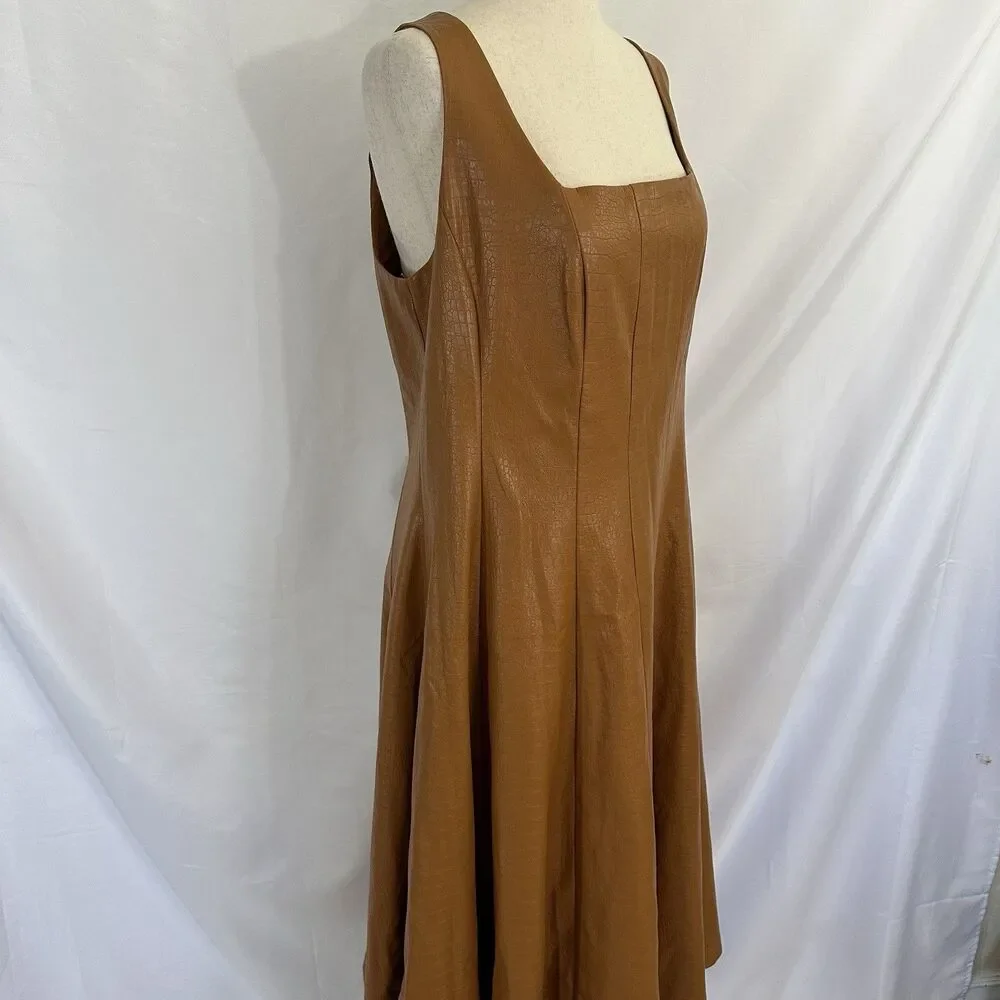 Anthropologie Avec Les Filles Faux Vegan Leather Midi Dress 1X Plus - Picture 6 of 10